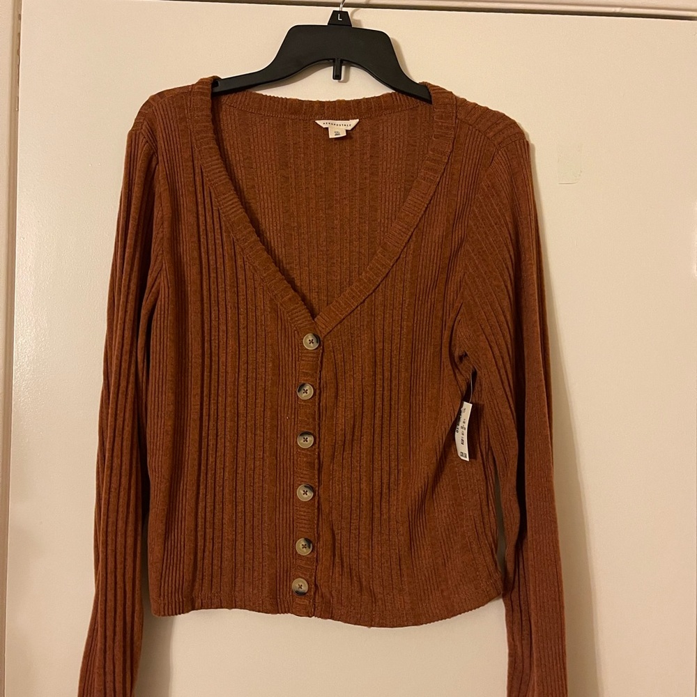 Aeropostale Ribbed V-Neck Sweater Top